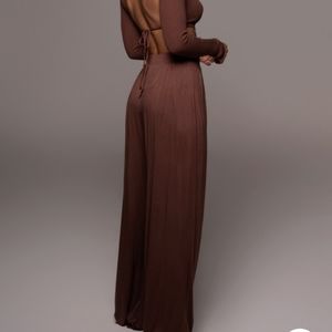 Jluxlabel nwt jluxbasix devyn wide leg pants L chocolate brown